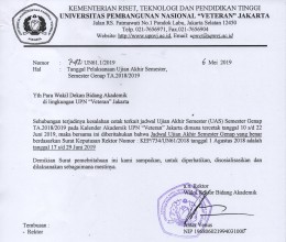 Changes in Implementation of UAS Even Semester Academic Year 2018/2019