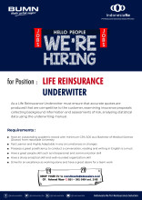 Indonesia Re is hiring Life Reinsurance Underwriter job vacancies