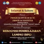 FH UPNVJ Raih Izin Penyelenggaraan RPL untuk Program Magister Hukum