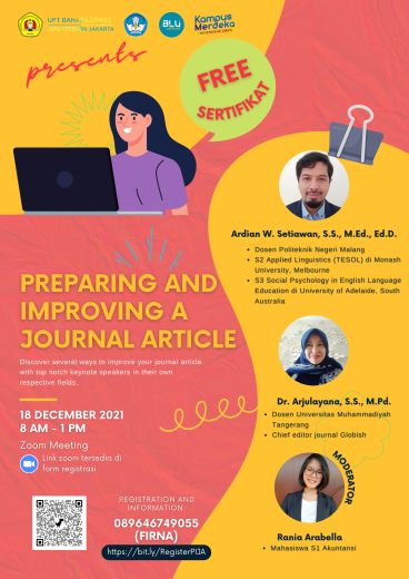WORKSHOP PREPARING AND IMPROVING A JOURNAL ARTICLE - UPN "Veteran" Jakarta
