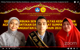 Dekan FK UPNVJ  Lantik Dokter Muda Angkatan 64 Secara Virtual