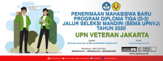 Penerimaan Mahasiswa Baru Program Diploma Tiga (D-3)  Jalur Seleksi Mandiri (SEMA UPNVJ)  Tahun 2020