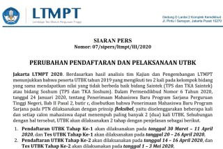 Info Penting! Perubahan Pendaftaran dan Pelaksanaan UTBK 2020