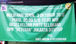 KONFIRMASI PENUTUPAN PINTU GERBANG BELAKANG UPNVJ
